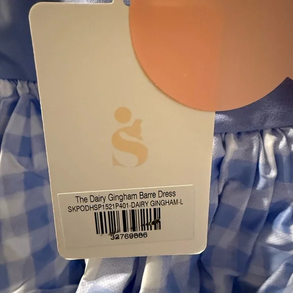 NWT L Selkie Dairy Gingham Barre Dress - Picture 3 of 3